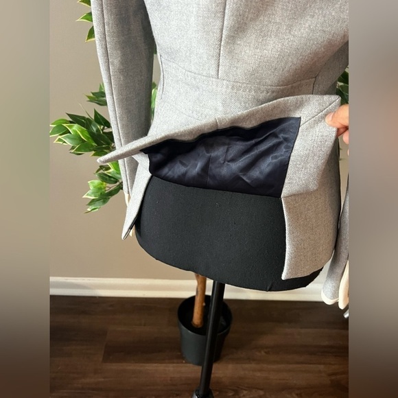 J. Crew Gray Fully-lined wool blazer Size 0 Cream trim Nautical buttons - Picture 6 of 11